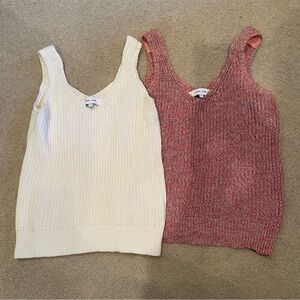 John + Jenn Cream and Red Knit Tops